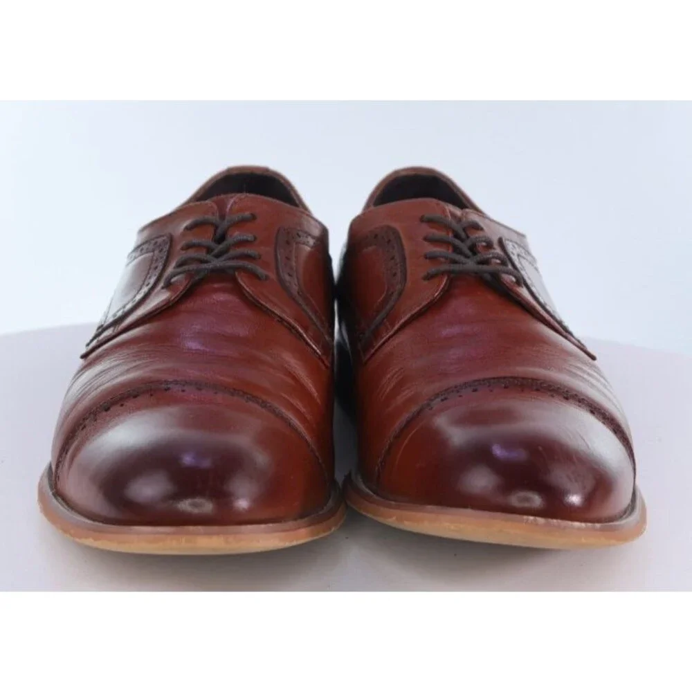 Stacy Adams Men's Cap Toe Comfort Dress Shoes Size 9.5 M Leather Golden Tan